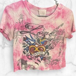💖Romeo & Juliet Couture Tattoo Pink Tie Dye Crop Top💖
